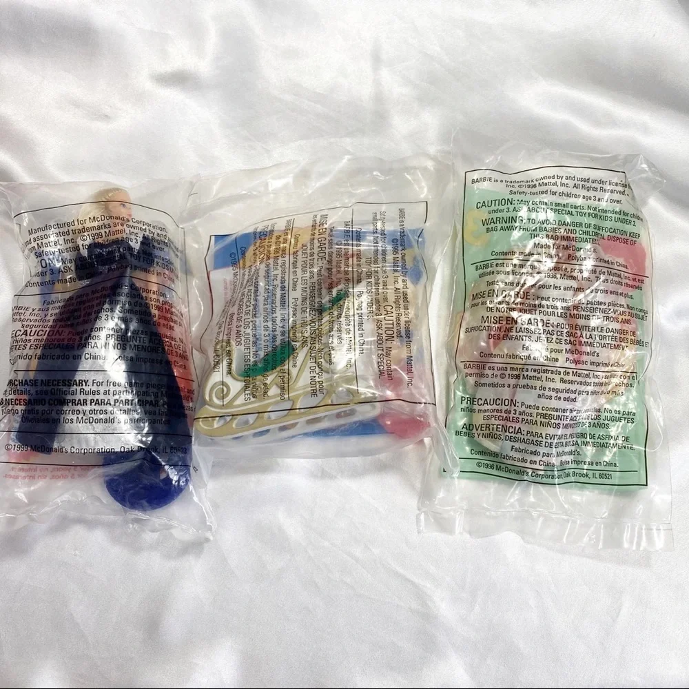 BARBIE HAPPY MEAL TOYS Vintage 1995, 1996 & 1999 Princess & Holiday.  NIP